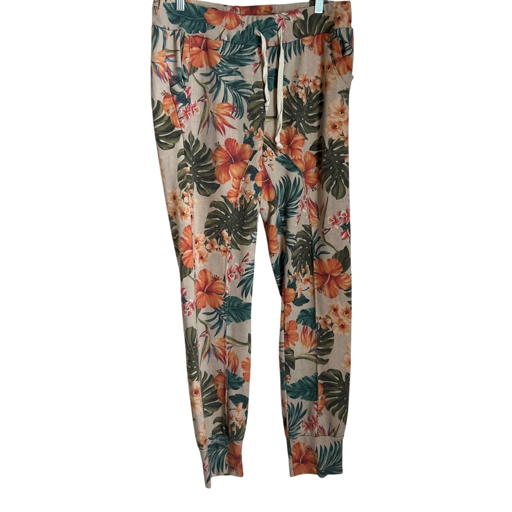 Aviator Nation Womens XL Kauai Peach Tropical Jogger‎ Sweatpants